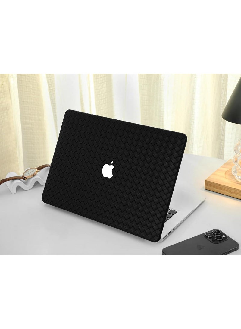 Woven Leather Hard Case for MacBook Pro 13 Inch (Models 2016 2017 2018 2019 2020 & M1 2020),Compatible with A1708 A1706 A1989 A2159 A2251 A2289 A2338, Slim Scratch Resistant Laptop Cover (Black) - Image 1